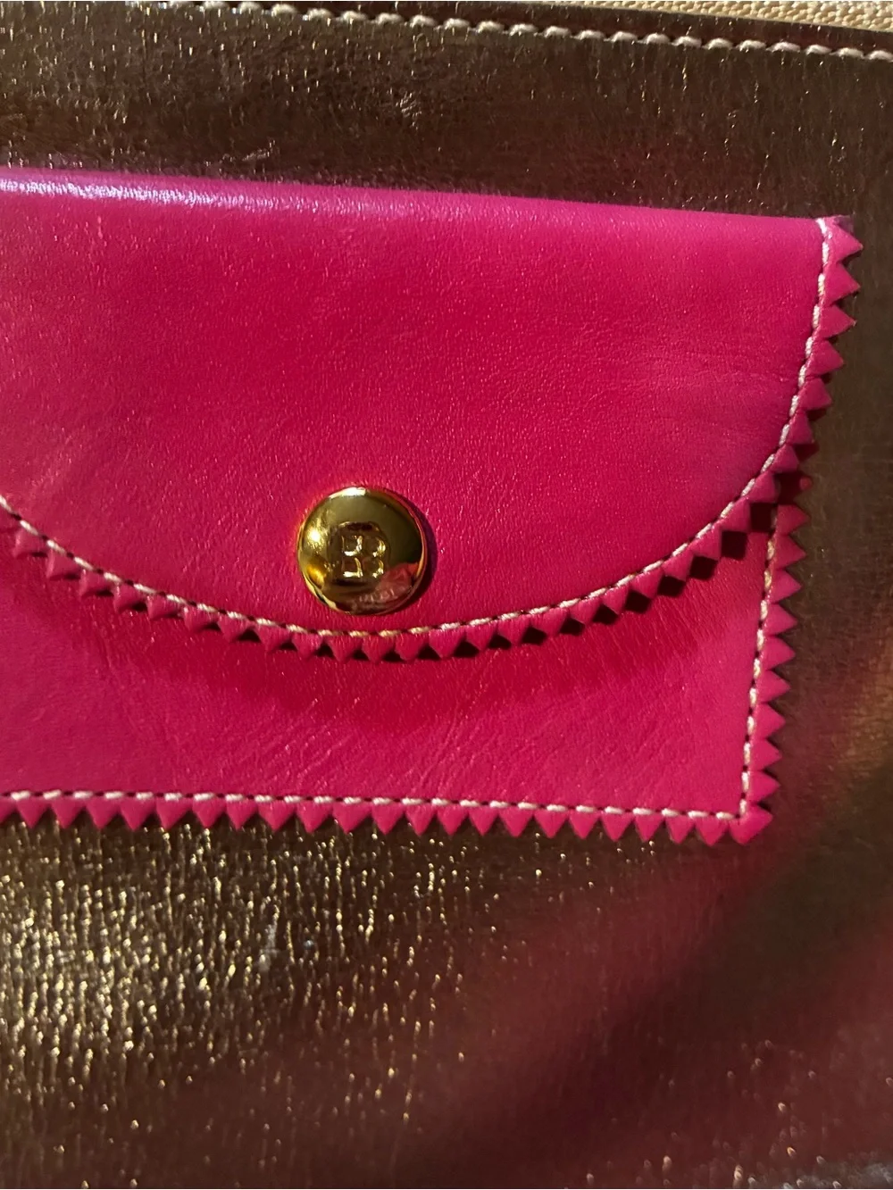 Kate spade New York Metallic Rose Gold Clutch with Pink Pocket